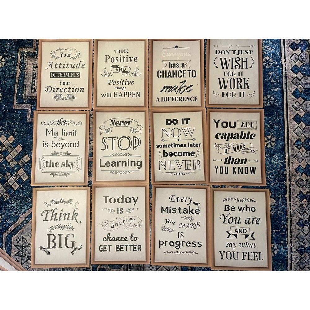 24 Pack Motivational Wall Art Posters 12x16 Wood Style Inspirational Quotes New